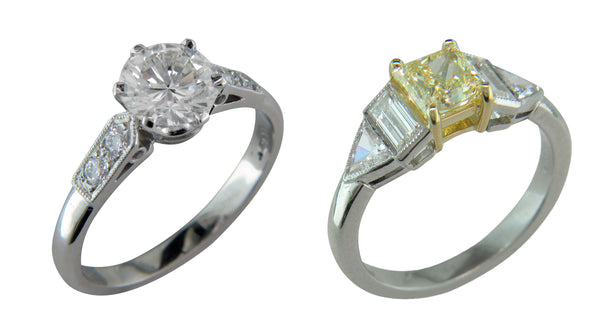 Colourless and Yellow Diamond Rings UK