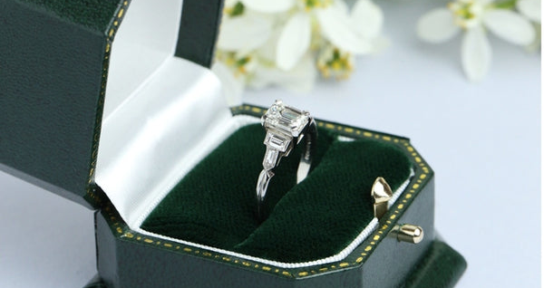 5 stone diamond engagement ring with baguettes
