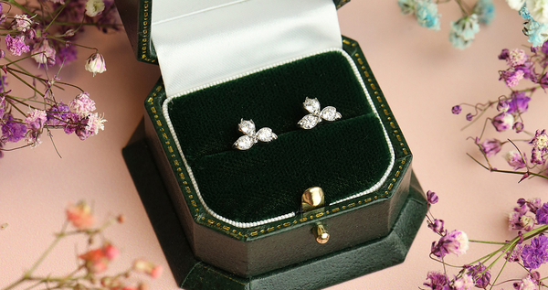 Vintage diamond clover shape earrings
