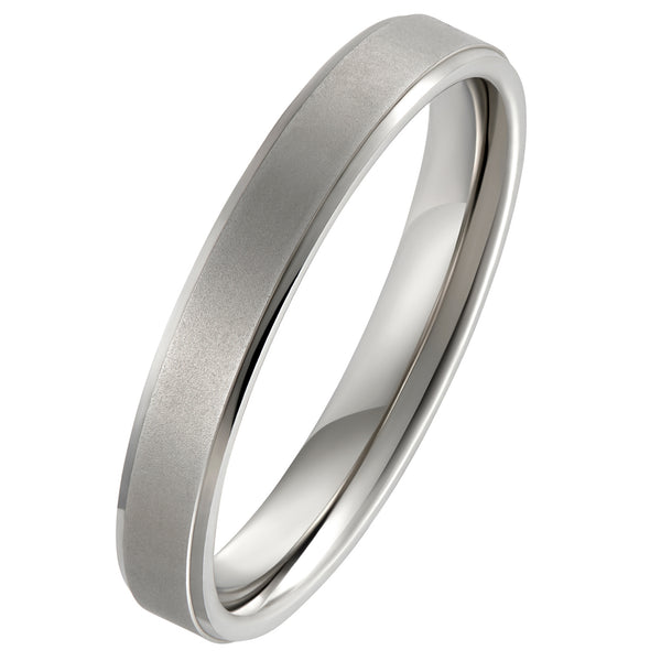 3mm platinum brushed men's wedding ring with bevelled edges