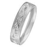 5mm platinum leaves engraved mens wedding ring