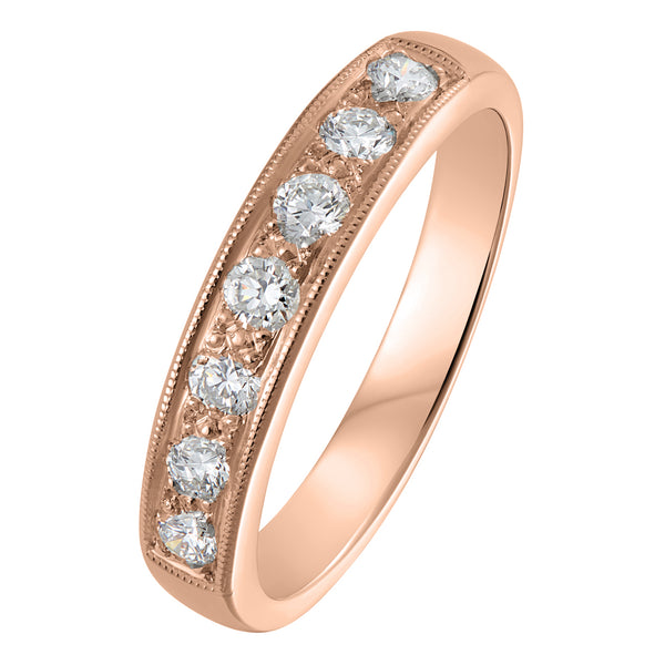 7-stone diamond wedding ring in 18ct rose gold