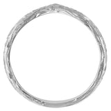 Platinum wishbone wedding band with engraved pattern