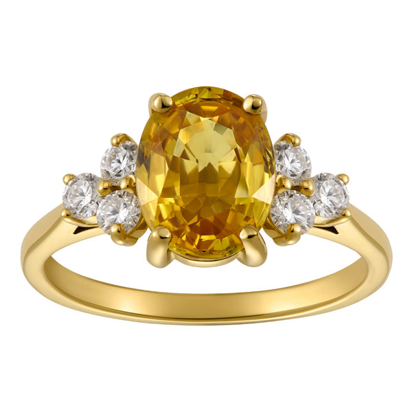 Yellow Sapphire and Diamond Ring with 18ct Gold Band