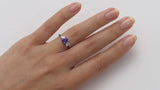 Blue Sapphire and Diamond Three Stone Ring in Platinum