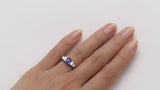 Cushion Cut Sapphire Engagement Ring with Baguette Cut Diamonds