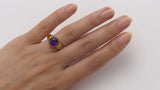 Amethyst Ring with Antique Style Yellow Gold Band