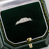 dainty vintage diamond ring in platinum