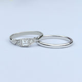 Vintage square diamond ring bridal set