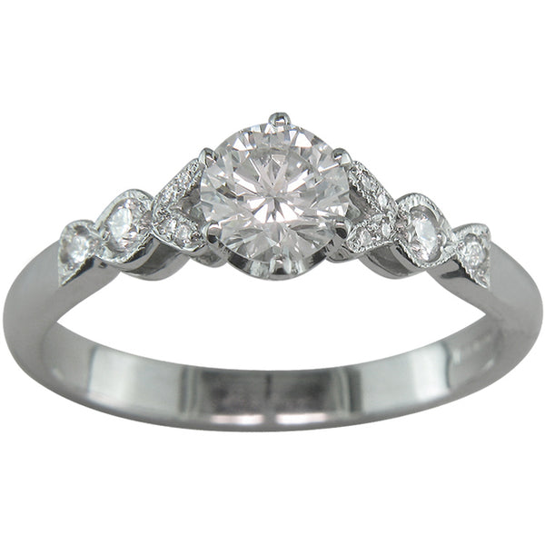 Edwardian Style Antique Diamond Engagement Ring Setting with Decorative Split Shoulders - Model 3473