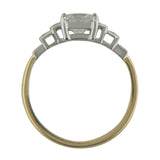 Princess Cut Diamond Art Deco Style Ring in Two Tone Platinum and Yellow Gold
