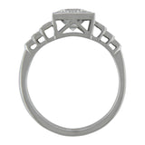 Stepped Shoulders in a Side View of 1920s Design Engagement Ring