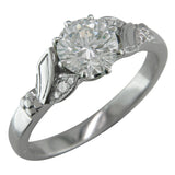 Vintage flower ring with a certified diamond