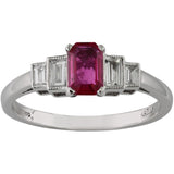 Art Deco Ruby Ring with Diamond Shoulders