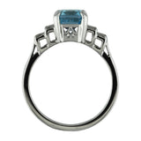 Side view large aquamarine and diamond ring
