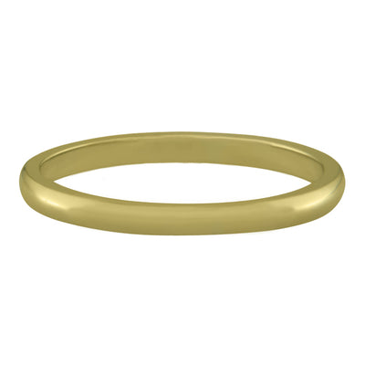 Slim 2mm Yellow Gold Wedding Ring with D-Shape Profile