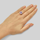 Vintage purple sapphire halo engagement ring
