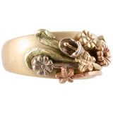 Unusual three gold ring with bridal flowers