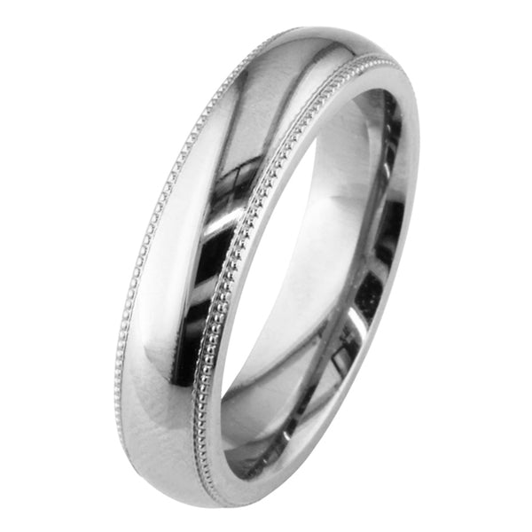 5mm platinum court wedding ring with milgrain edge UK