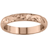 3mm rose gold engraved wedding ring