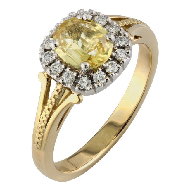 Antique style yellow sapphire cluster ring