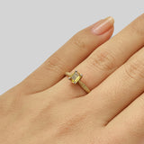 Unusual yellow sapphire gemstone ring with yellow gold band