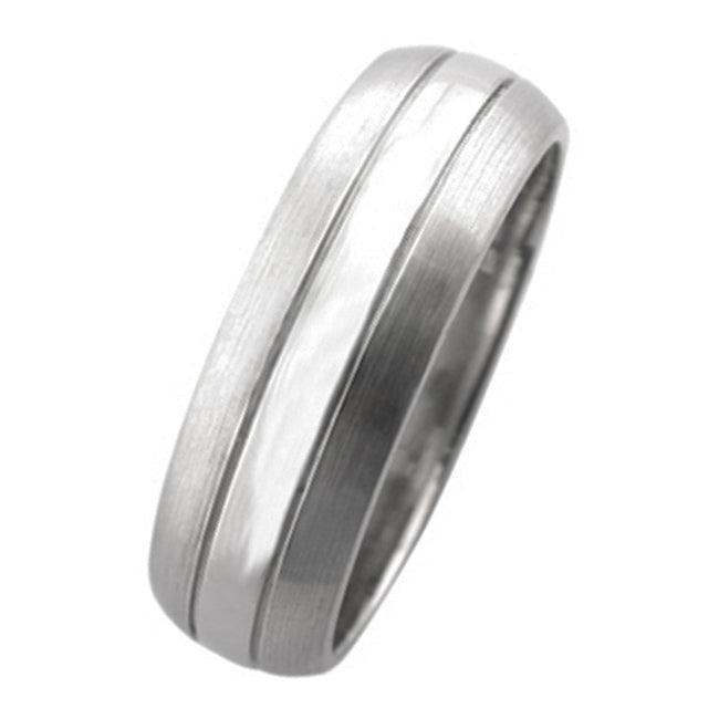 5mm D-Shaped Matt and Polished Wedding Ring in Platinum