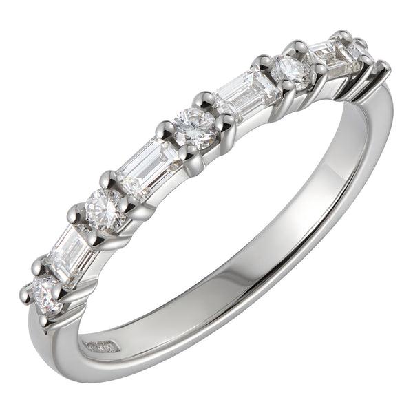 Baguette and round diamond wedding ring