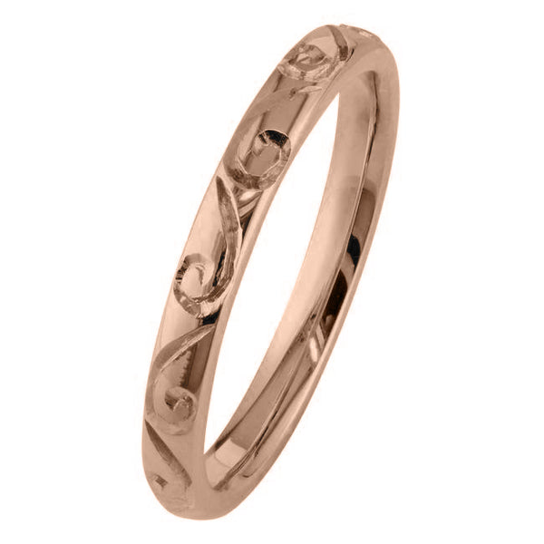 Engraved court wedding ring rose gold