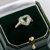 Heart Shaped Emerald Engagement Ring