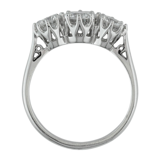 Three stone ring side view