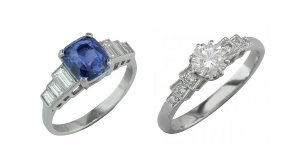 Diamond ring inspired by the Art Deco Era