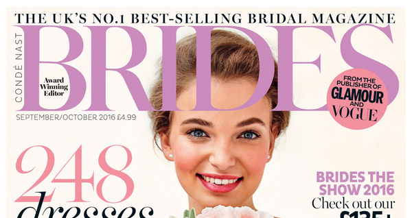 Asscher cut diamond cluster ring in Brides magazine