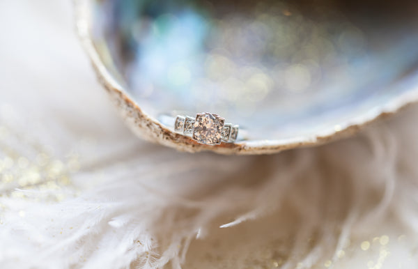 Art Deco 5 stone diamond engagement ring