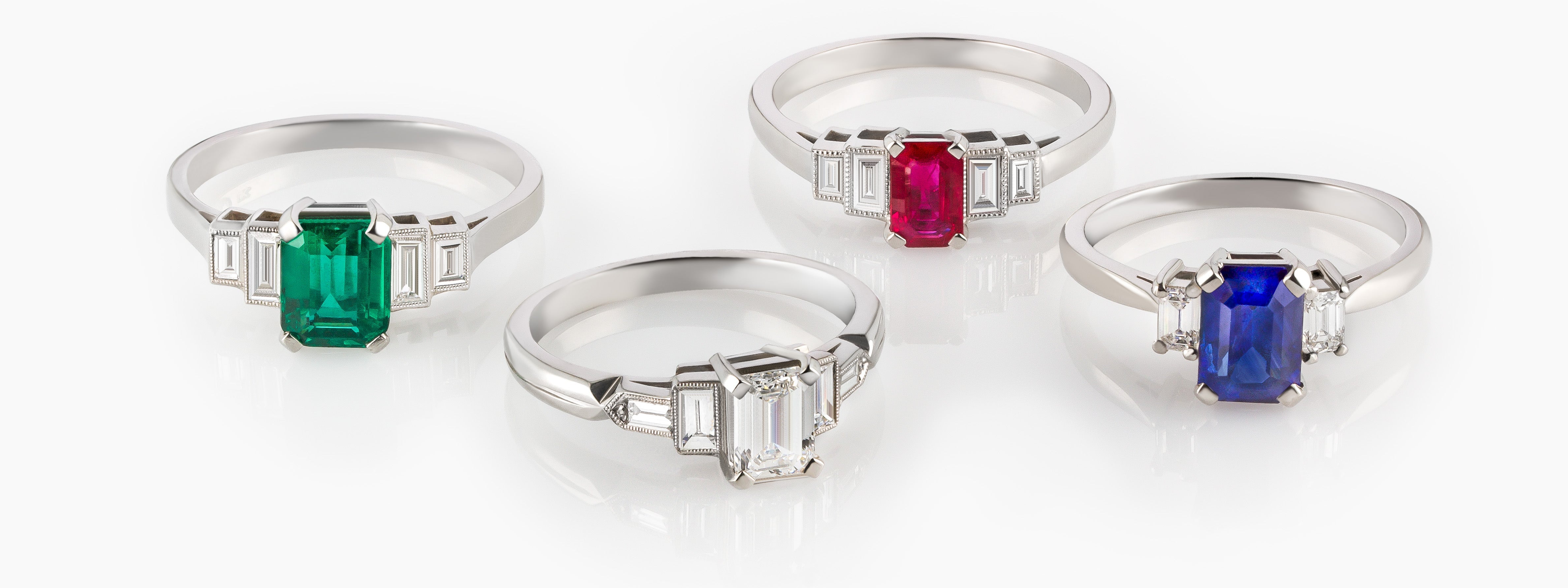 Baguette Cut Engagement Rings - The London Victorian Ring Co