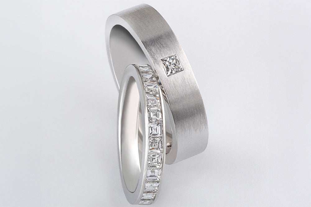 Men's and women's diamond wedding rings set his and hers
