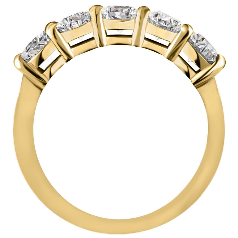 18ct yellow gold five stone diamond ring with shared prong setting