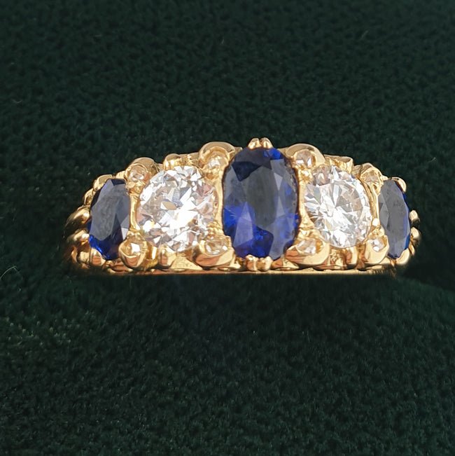 Sapphire half hoop ring in box