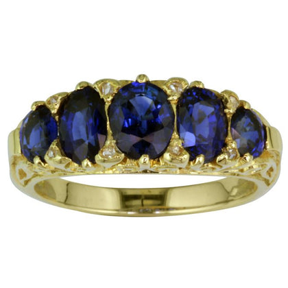 Victorian Sapphire Five Stone Engagement Ring