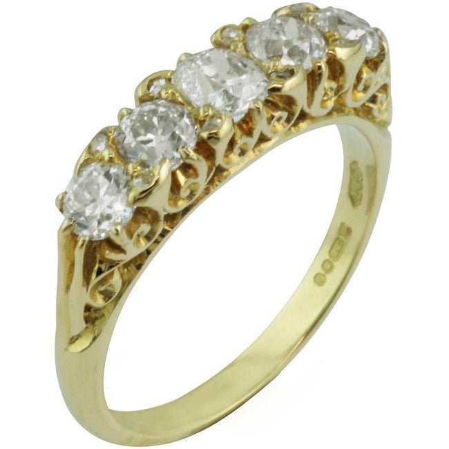 Victorian Style Diamond Carved Half Hoop Ring