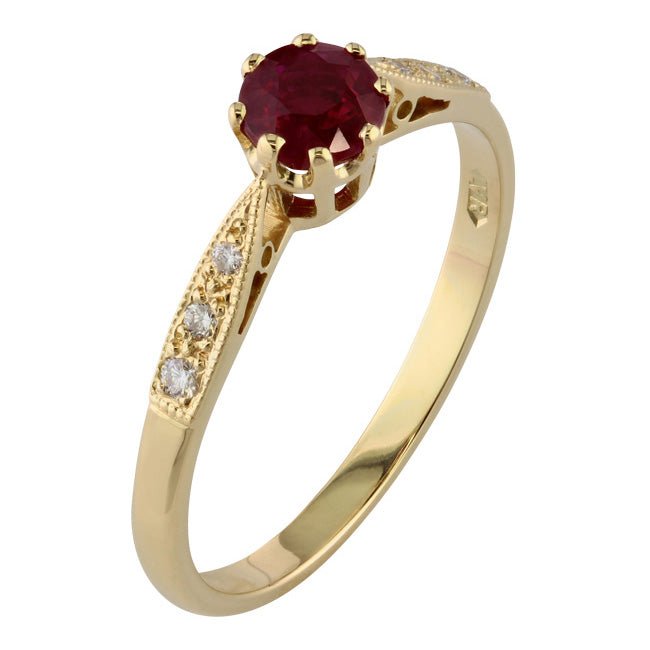 Vintage ruby and diamond engagement ring