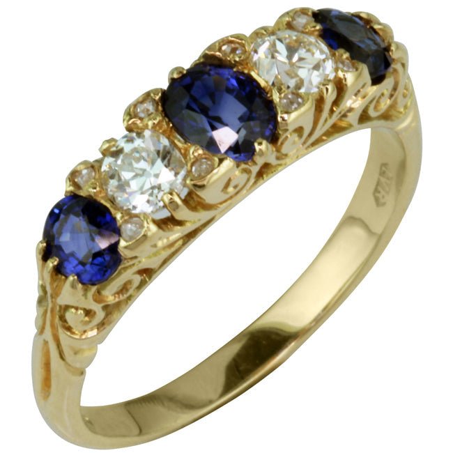 Sapphire and diamond five stone ring