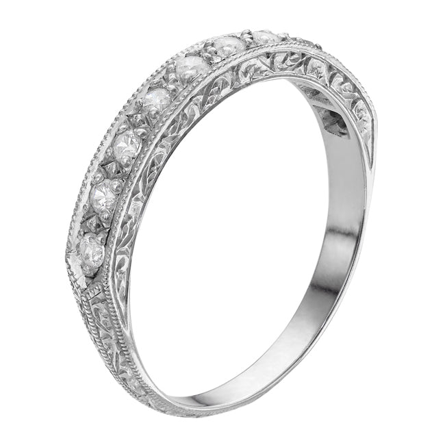 3mm Engraved Diamond & Platinum Wedding Ring | London Victorian Ring Co ...