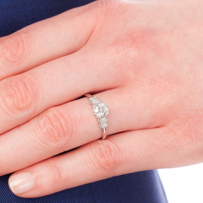 Diamond and platinum ring on hand