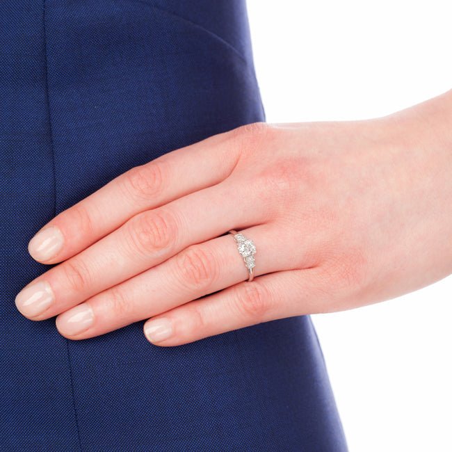 Diamond ring in vintage style on hand