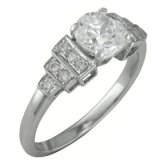 Dramatic Art Deco Engagement Ring with Graduated Diamond Shoulders ...