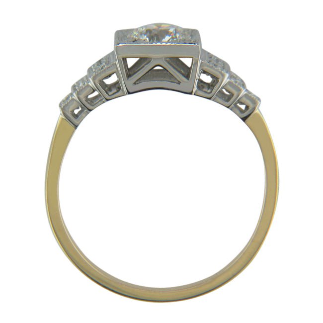 Two tone platinum and yellow gold Art Deco engagement rings designs