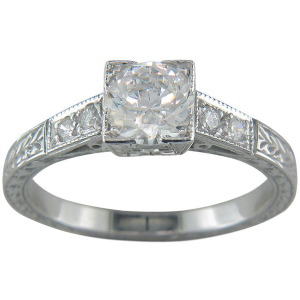 Vintage Scroll Pattern Engraved Diamond Engagement Ring | Hatton Garden ...