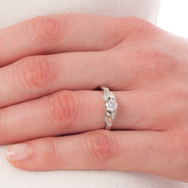 Edwardian naturalistic ring on finger