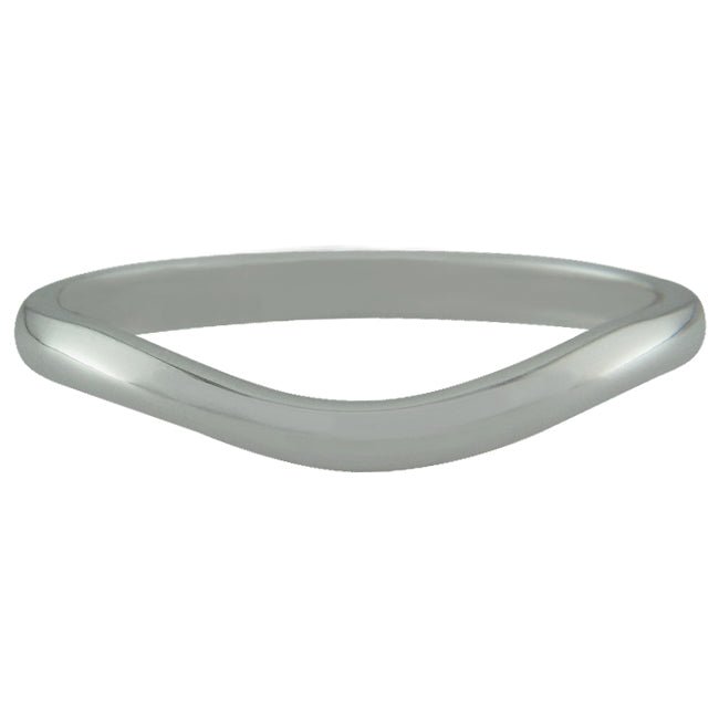 Ladies curved wedding ring in 18 carat white gold
